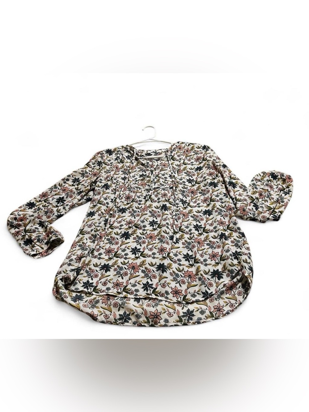 LOFT Floral Pintuck Peasant Blouse